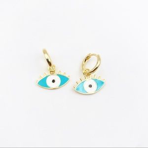 Enamel Evil Eye Huggie Hoop Earrings